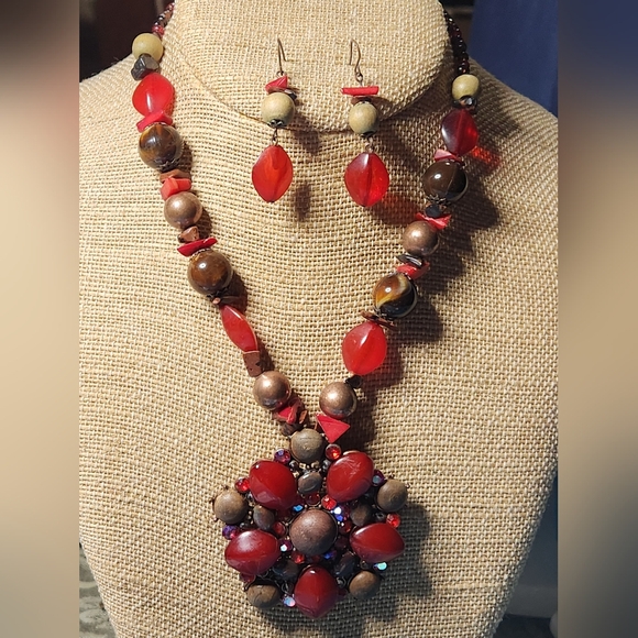 Fashion Jewelry Jewelry - NWT Chocolate Covered Strawberries Necklace/Earrings Set